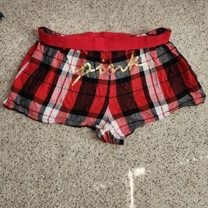 PINK Red Plaid Pajamas Shorts